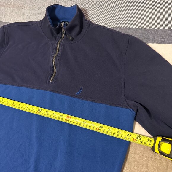 Nautica Turtleneck Sweater Mens Large Blue Two Tone Long Sleeve Polyester Fleece - Picture 3 of 8